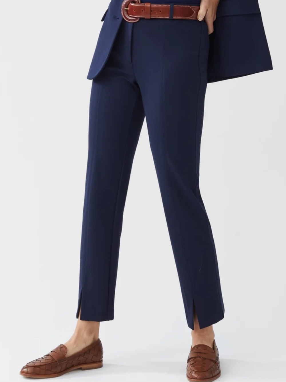 J. McLaughlin Deanne pants Navy Ankle Trousers with Front Slits size 2